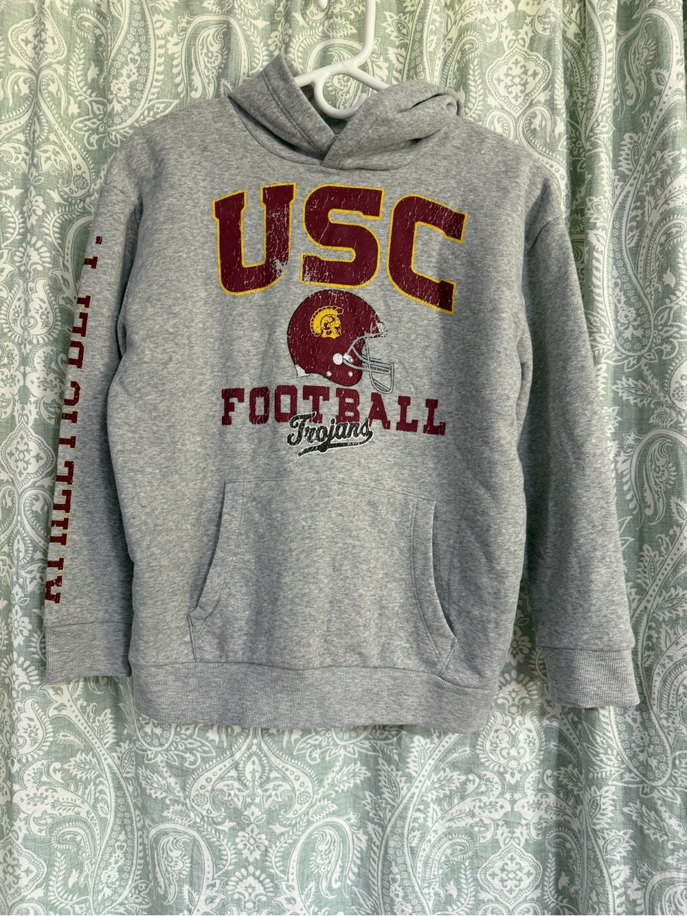 USC Trojans Football Gray Hoodie with Maroon & Gold Logo
